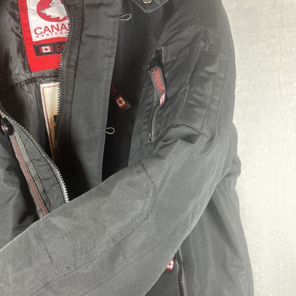 Canada WeatherGear Mens Black Bomber Jacket Hooded Parka Coat Size XL - Picture 10 of 15